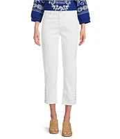Code Bleu Petite Size Chelsea High Rise Snap Hem Capri Jeans