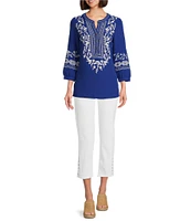 Code Bleu Petite Size Chelsea High Rise Snap Hem Capri Jeans