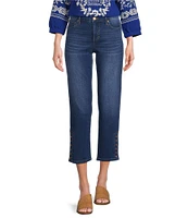 Code Bleu Petite Size Chelsea High Rise Snap Hem Capri Jeans