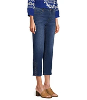 Code Bleu Petite Size Chelsea High Rise Snap Hem Capri Jeans