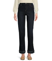 Code Bleu Petite Size High Rise Straight Double Fray Hem Ankle Jeans