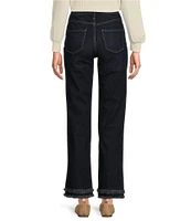 Code Bleu Petite Size High Rise Straight Double Fray Hem Ankle Jeans