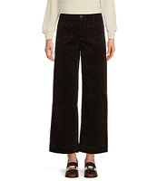 Code Bleu Petite Corduroy High Rise Wide Leg Patch Pocket Jean