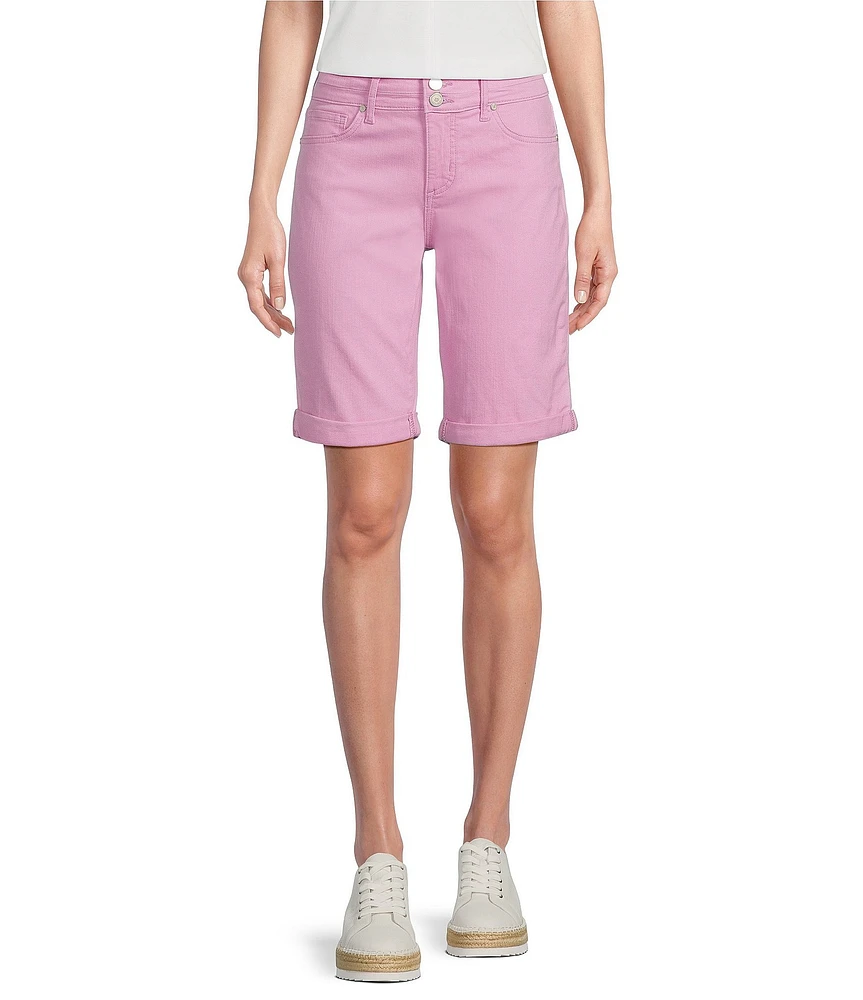 Code Bleu Petite Size Soho Stretch Denim Roll Cuff Hem Bermuda Shorts