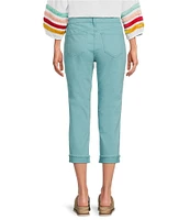 Code Bleu Petite Size Soho Twill Mid-Rise Fray Cuff Hem Capri Jeans