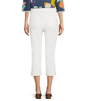 Code Bleu Petite Size Soho Twill Mid-Rise Fray Cuff Hem Capri Jeans