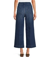 Code Bleu Petite Size Stretch Hollywood Waist High-Rise Wide-Leg Patch Pocket Cropped Jeans