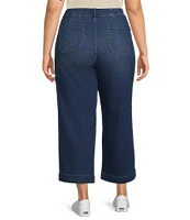 Code Bleu Plus Size Stretch Hollywood Waist High-Rise Wide-Leg Patch Pocket Cropped Jeans