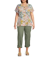 Code Bleu Plus Size Tapered Leg Mid Rise Convertible Cargo Pants