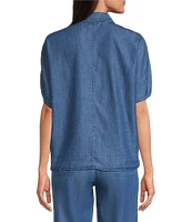 Code Bleu Point Collar Short Sleeve Button Down Shirt