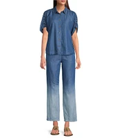 Code Bleu Point Collar Short Sleeve Button Down Shirt