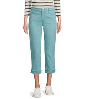 Code Bleu Soho High Rise Skinny Leg Double Waistband Frayed Cuff Capri Jeans