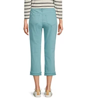 Code Bleu Soho High Rise Skinny Leg Double Waistband Frayed Cuff Capri Jeans