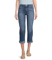 Code Bleu Soho High Rise Skinny Leg Double Waistband Frayed Capri Jeans