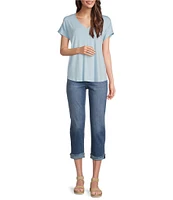 Code Bleu Soho High Rise Skinny Leg Double Waistband Frayed Capri Jeans
