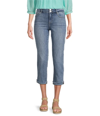 Code Bleu Soho High Rise Skinny Leg Double Waistband Frayed Capri Jeans