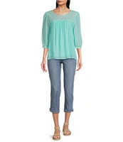 Code Bleu Soho High Rise Skinny Leg Double Waistband Frayed Capri Jeans