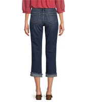 Code Bleu Soho High Rise Skinny Leg Double Waistband Frayed Capri Jeans