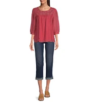 Code Bleu Soho High Rise Skinny Leg Double Waistband Frayed Capri Jeans