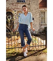 Code Bleu Soho High Rise Skinny Leg Double Waistband Frayed Capri Jeans