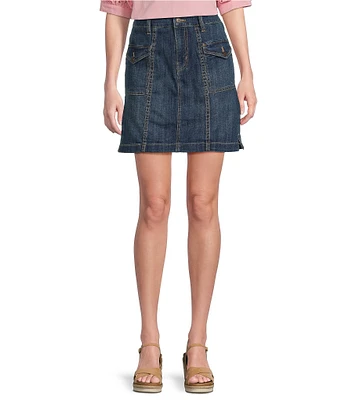 Code Bleu Stretch Denim Mid Rise Skort