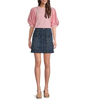 Code Bleu Stretch Denim Mid Rise Skort