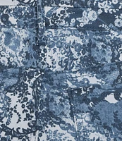 Code Bleu Stretch Denim Paisley Lace Soho High Rise Stacked Waist Double Button Bermuda Shorts