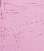 Code Bleu Stretch Denim Soho High Rise Stacked Waist Double Button Bermuda Shorts