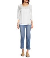 Code Bleu Weekend Stretch Denim High Rise Embroidered Boyfriend Jeans