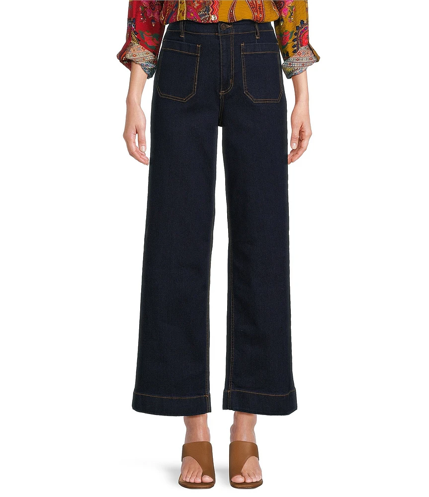 Code Bleu Wide Leg Patch Pocket Hollywood Waist Jean