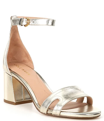 Cole Haan Adelaine Metallic Leather Ankle Strap Dress Sandals