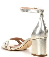 Cole Haan Adelaine Metallic Leather Ankle Strap Dress Sandals