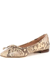 Cole Haan Chlea Snake Print Leather Ballet Bow Flats