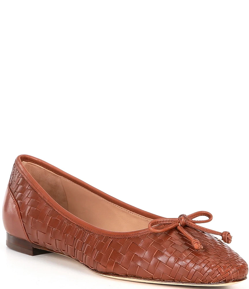 Cole Haan Chlea Woven Leather Ballet Bow Flats