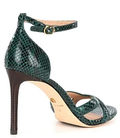 Cole Haan Christena Snake Print Leather Dress Sandals