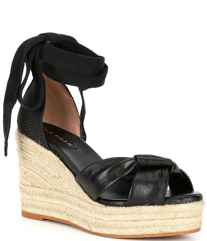 Cole Haan Cloudfeel Hampton Leather Espadrille Wedge Sandals