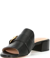 Cole Haan Crosby Leather Buckle Detail Slide Sandals