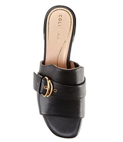 Cole Haan Crosby Leather Buckle Detail Slide Sandals