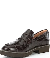 Cole Haan Geneva Leather Crocodile Embossed Loafers