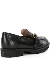 Cole Haan Giana Leather Buckle Lugged Sole Loafers