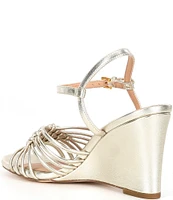 Cole Haan Jitney Metallic Leather Knot Wedge Sandals