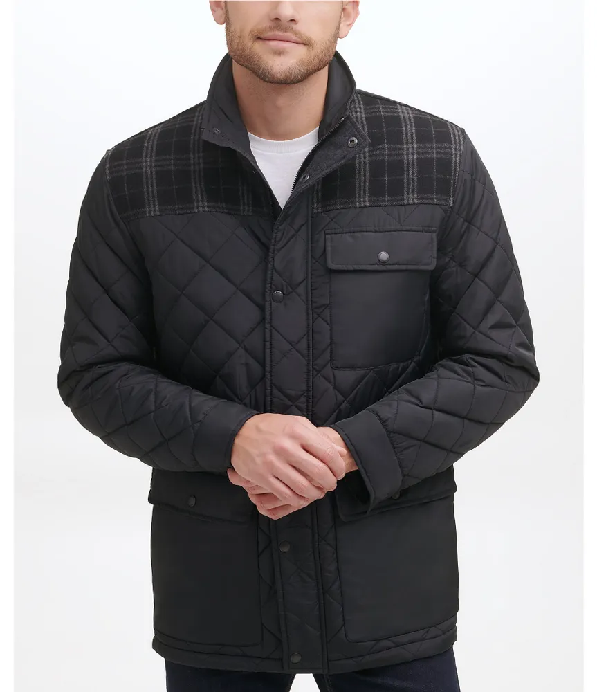 Cole Haan Diamond-Quilted Mixed-Media Jacket