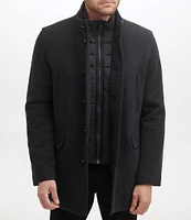 Cole Haan Set-In-Bib Wool/Twill Coat