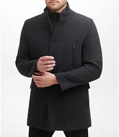 Cole Haan Set-In-Bib Wool/Twill Coat