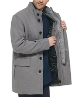 Cole Haan Set-In-Bib Wool/Twill Coat