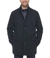 Cole Haan Set-In-Bib Wool/Twill Coat