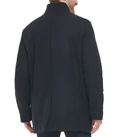 Cole Haan Set-In-Bib Wool/Twill Coat