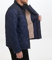 Cole Haan Tonal-Mixed-Media Sherpa Lined Quilted Jacket