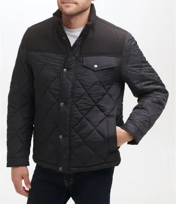 Cole Haan Tonal-Mixed-Media Sherpa Lined Quilted Jacket