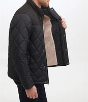 Cole Haan Tonal-Mixed-Media Sherpa Lined Quilted Jacket